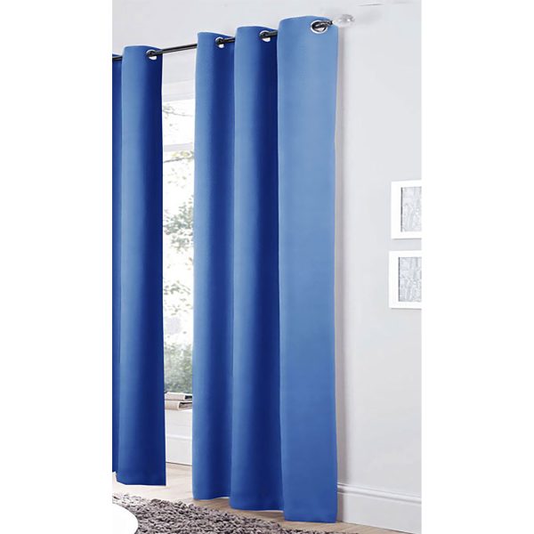 Pair of Easy Care Eyelet Curtains Blue 120 x 221 cm