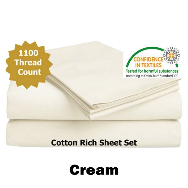 1100TC Cotton Rich Sheet Set Cream Queen