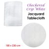 Checkered Crisp White Luxury Jacquard Tablecloth 180 x 230 cm