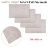 Set of 4 PVC Table Placemats Leaves Taupe