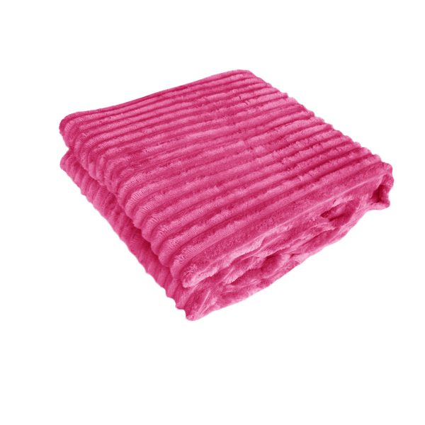 240GSM Corduroy Striped Throw Rug Pink