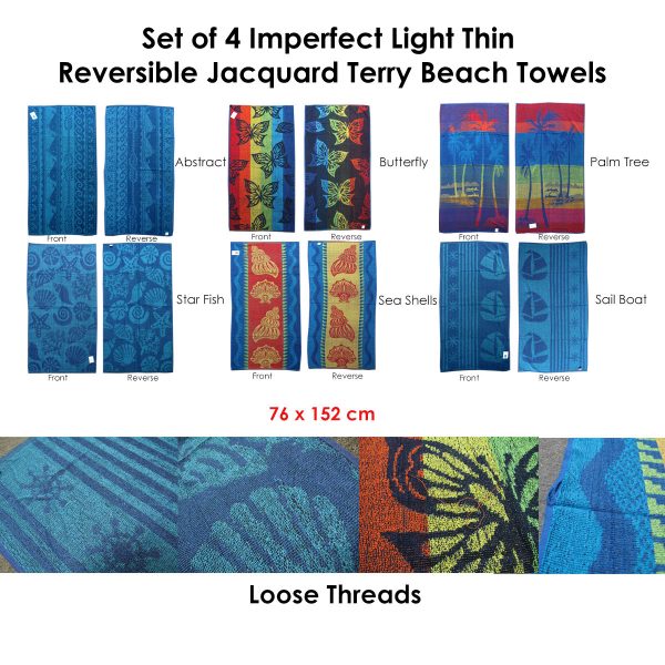 Set of 4 Imperfect Jacquard Terry Beach Towels – Sea Shells