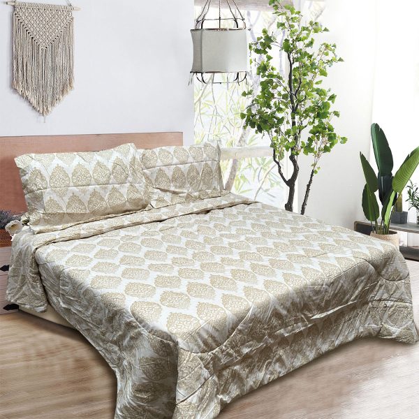 3 Pce Light Weight Comforter Set Queen/King Ultimo Light Gold