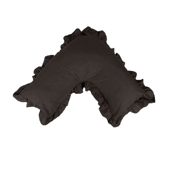 Polyester Cotton V Shape Ruffle Pillowcase Mink