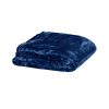 375gsm 1 Ply Solid Faux Mink Blanket Queen 200×240 cm Navy