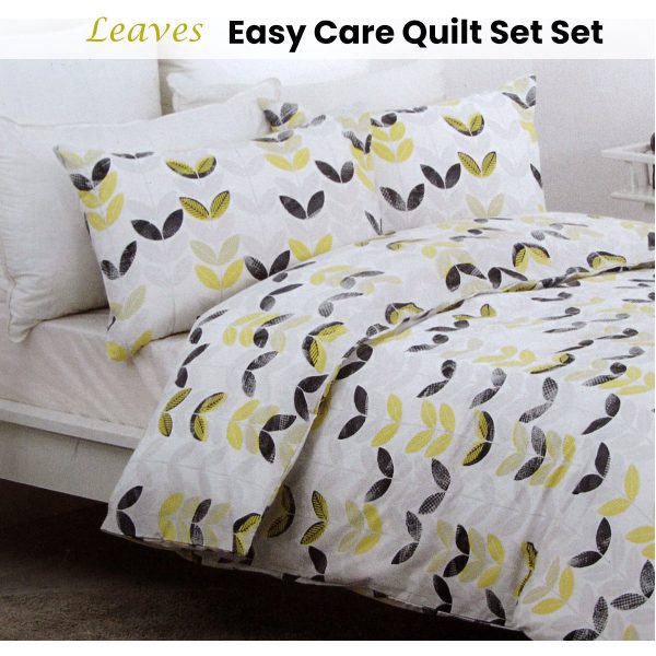 Leaves Easy Care Quilt Cover Set Queen