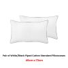 Pair of White/Black Piped Hotel Deluxe Cotton Standard Pillowcases