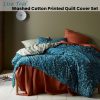 Lisa Teal Washed Cotton Printed Quilt Cover Set Queen