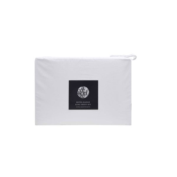 White Piped Hotel Deluxe Cotton Sheet Set Super King