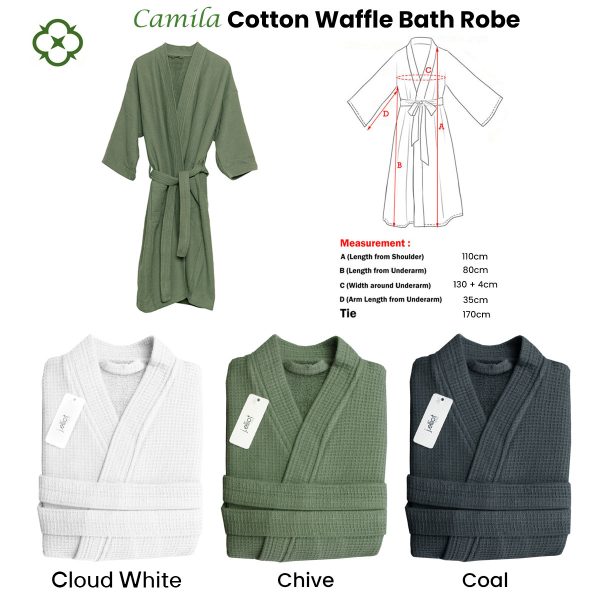 Camila Cotton Waffle Bath Robe Chive