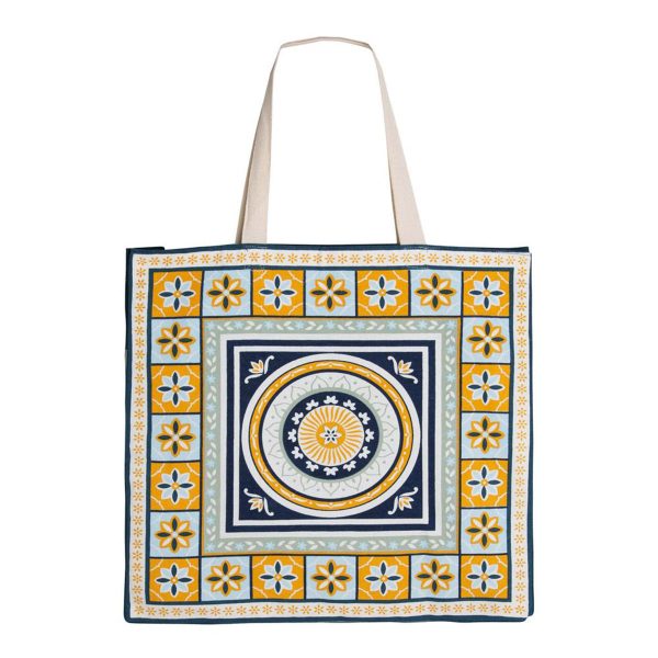 Kasbah Cotton Tote Shopping Bag 40.5x43x10cm Blue