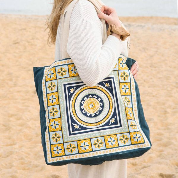 Kasbah Cotton Tote Shopping Bag 40.5x43x10cm Blue