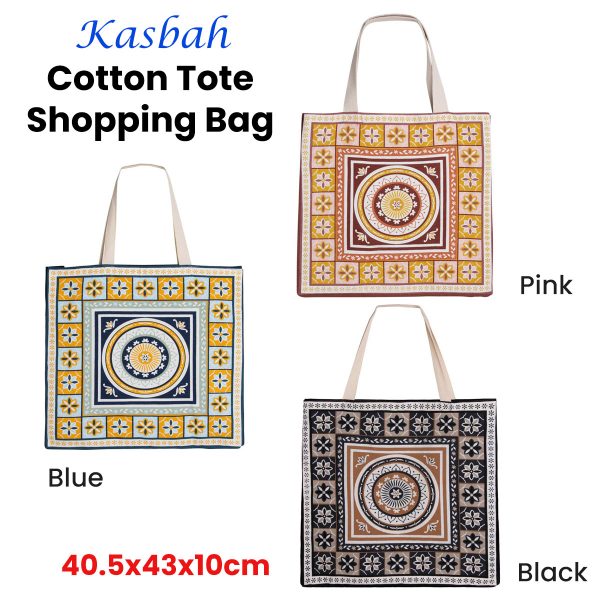 Kasbah Cotton Tote Shopping Bag 40.5x43x10cm Blue