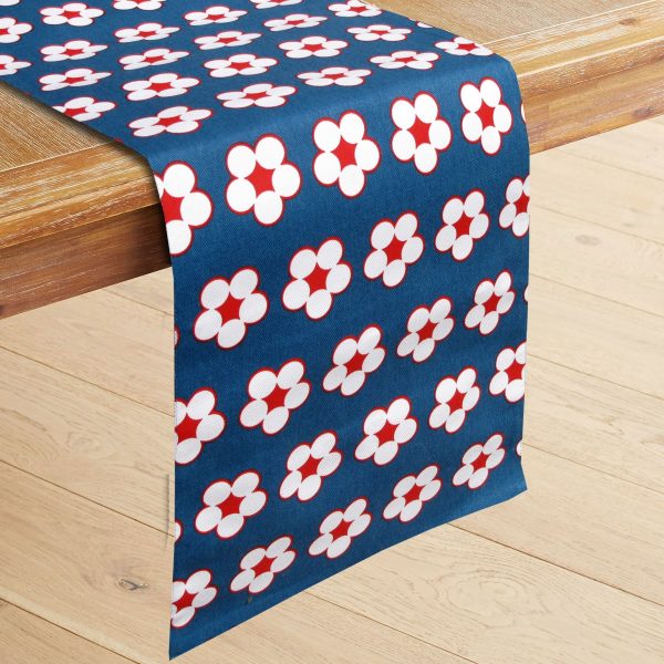 100% Cotton Printed Table Runner Cotton Bud Navy