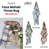 Aiden Multi Faux Mohair Throw Rug with Fringe 130 x 160cm – Olive