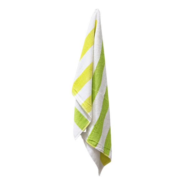 400GSM Premium Cotton Reversible Striped Beach Towel 76 x 152 cm Lime Green