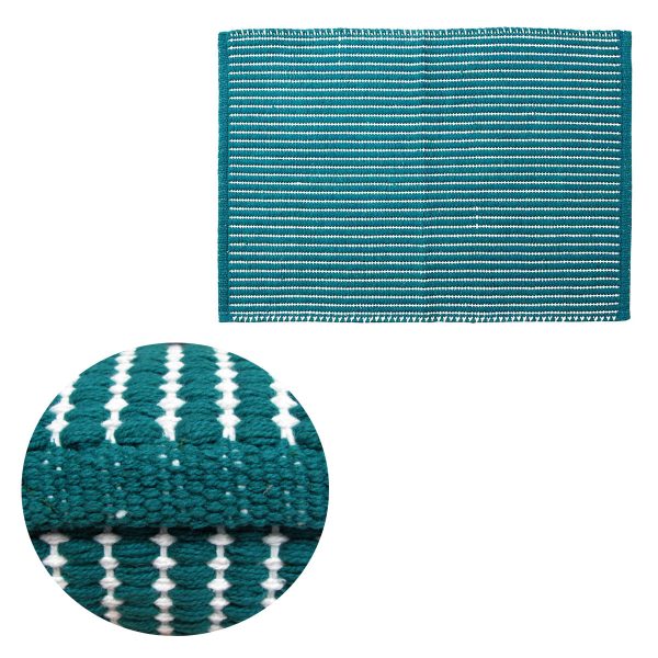 Classic Teal 100% Cotton Kitchen Mat Rug