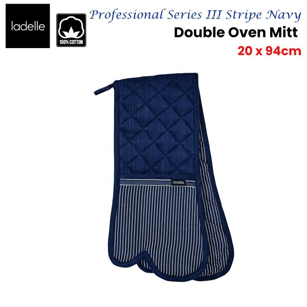 Professional Series Stripe Navy Double Oven Mitt 20 x 94 cm