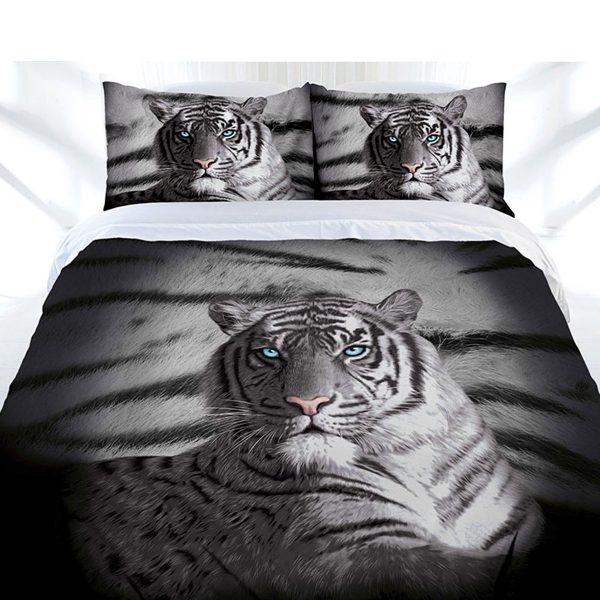 Blue Eyes Stripes Tiger Quilt Cover Set Single