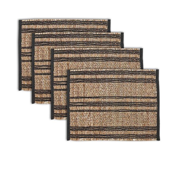 Set of 4 Loma Woven Table Placemats Black