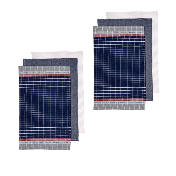 Entertainer Set of 6 Cotton Kitchen Towels Navy