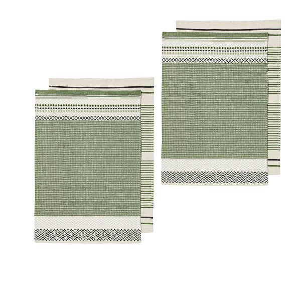 Intrinsic Set of 4 Cotton Kitchen Towels Bold Green