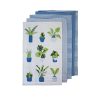 Set of 5 Plant Life Cotton Kitchen Tea Towels 50 x 70 cm Blue