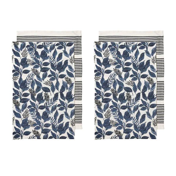 Tierra Set of 4 Cotton Kitchen Towels Navy