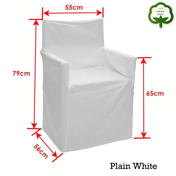 Alfresco 100% Cotton Director Chair Cover – Plain White