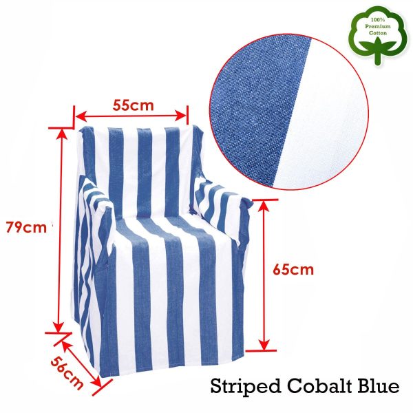 Alfresco 100% Cotton Director Chair Cover – Striped Cobalt Blue