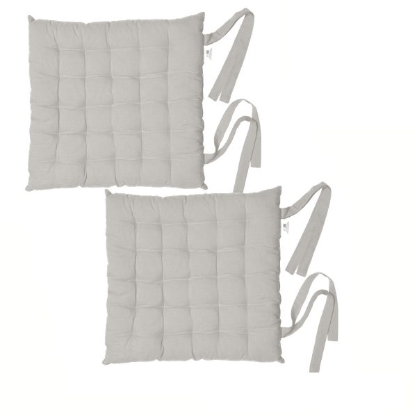 Set of 2 Alfresco Cotton Chair Pads 40×40 cm – Plain Silver