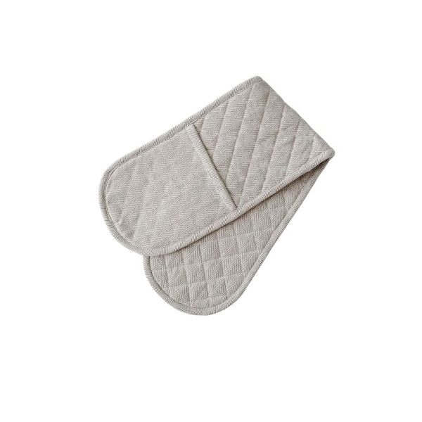 Herringbone Charcoal Cotton Double Oven Mitt