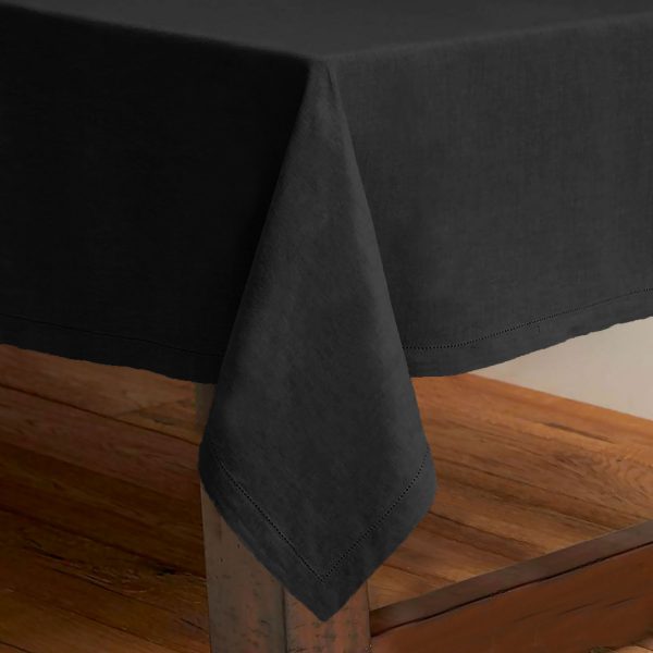 Pure Cotton Hemstitch Tablecloth 150 X 300 cm – Black