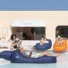 Lazy Camping Air Bag Sofa Bed for Beach Sleeping Navy blue