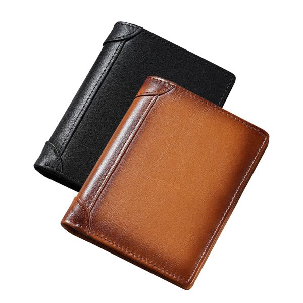 100% Genuine Leather Men’s Wallet RFID Blocking Card Holder Bifold and Long Wallets (Bifold Verticle) – Brown