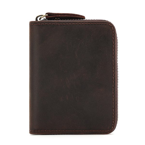 Genuine Leather Large Capacity RFID Anti-magnetic Money Clip Organ Wallets – Coffee