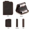 Genuine Leather Large Capacity RFID Anti-magnetic Money Clip Organ Wallets – Coffee