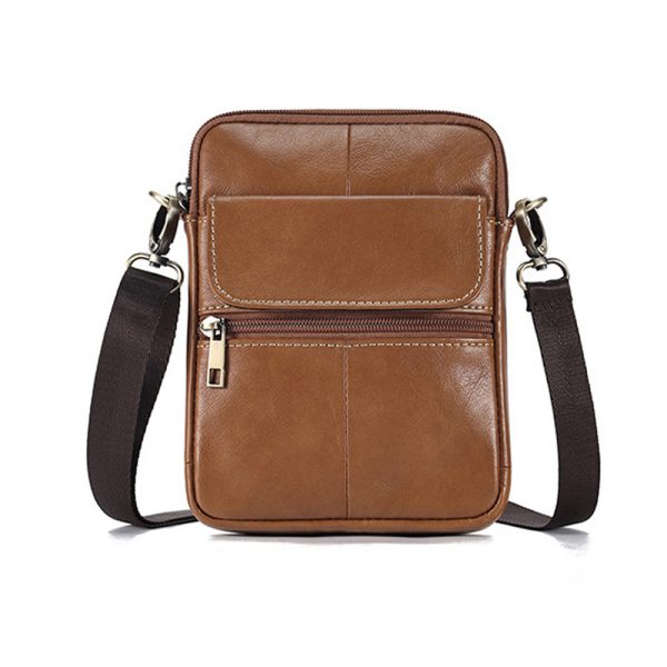 Genuine leather men’s crossbody bag oiled wax leather Satchel Crossbody Bag – Brown