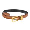 Genuine leather with Crocodile pattern pin buckle thin belt jeans belt for women – Light Brown