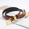 Genuine leather with Crocodile pattern pin buckle thin belt jeans belt for women – Light Brown