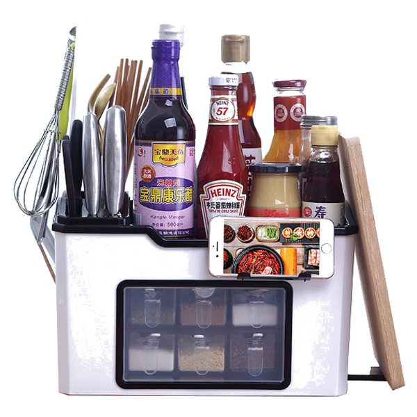 Multifunction Kitchen Utensils Condiment Storage Rack Seasoning Storage Box