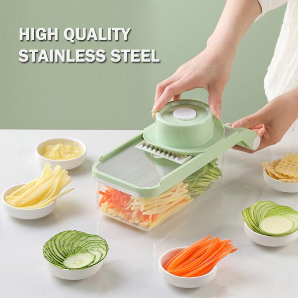 Vegetable Stainless Steel Chopper Multifunctional Food Slicer with Container Crusher Food Processor Pro Onion Grater Carrot Cutter