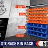 50-Piece Bin Wall Mounted Parts and Tool Storage Rack Organizer Rack for Workshop Tools