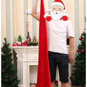 Christmas Unisex Adults Kids Novelty Hat Xmas Party Cap Santa Costume Dress Up, Long Santa Hat (Adults)