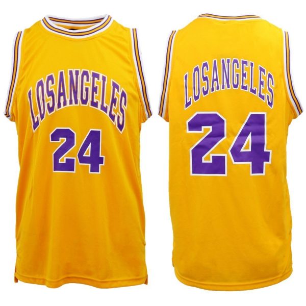 New Men’s Basketball Jersey Sports T Shirt Tee Vest Tops Gym Chicago Los Angeles, White – Los Angeles 24 – S