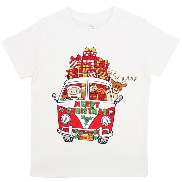 New Funny Adult Xmas Christmas T Shirt Tee Mens Womens 100% Cotton Jolly Ugly, Santa Drive Kombi (White) – XS