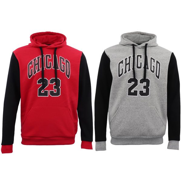 Men’s Fleece Pullover Hoodie Jacket Chicago Bulls 23 Michael Jordan Sweat Shirt, Red – L