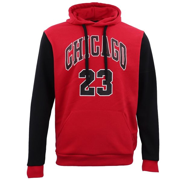 Men’s Fleece Pullover Hoodie Jacket Chicago Bulls 23 Michael Jordan Sweat Shirt, Red – L