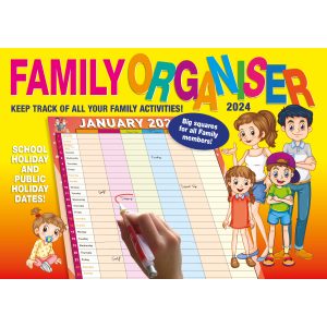 Family Organiser - 2024 Rectangle Wall Calendar 13 Months Planner Home Schedule