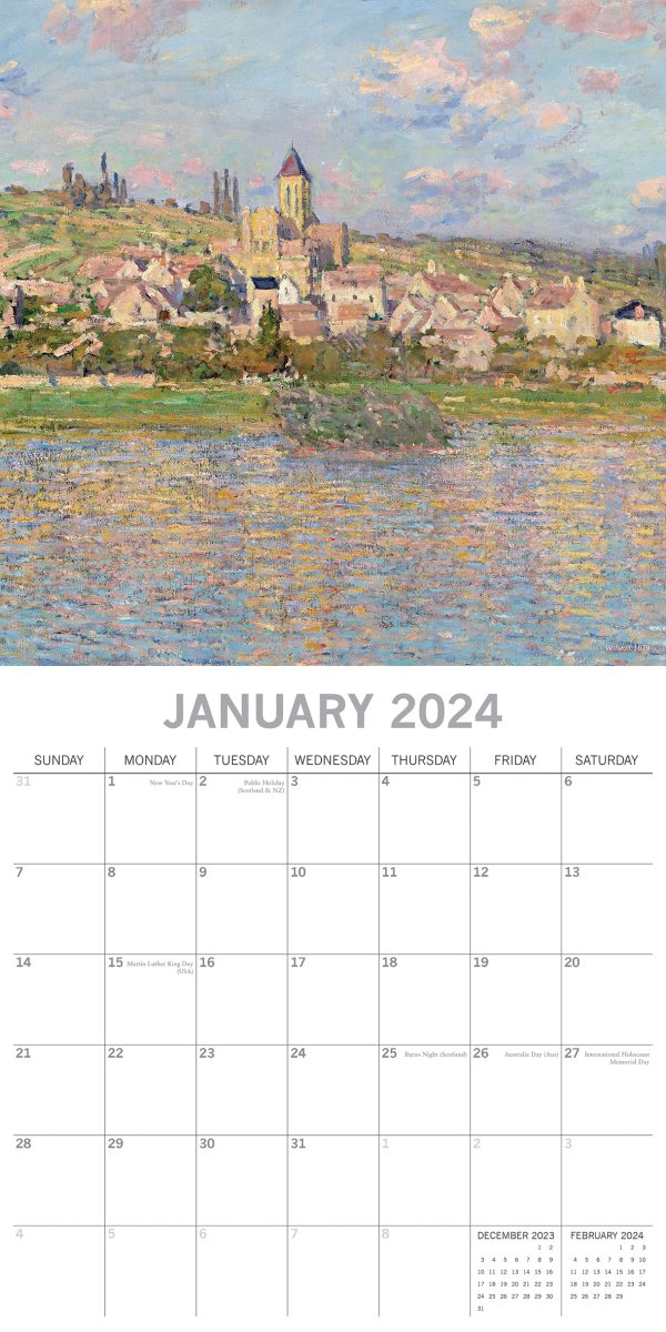 Monet – 2024 Square Wall Calendar 16 Months Arts Planner Christmas New Year Gift